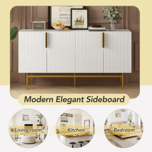 Modern Elegant 4-door Sideboard Gold Metal Handle Buffet Cabinet for Dining Room,Living Room,Bedroom,Hallway - Image 5