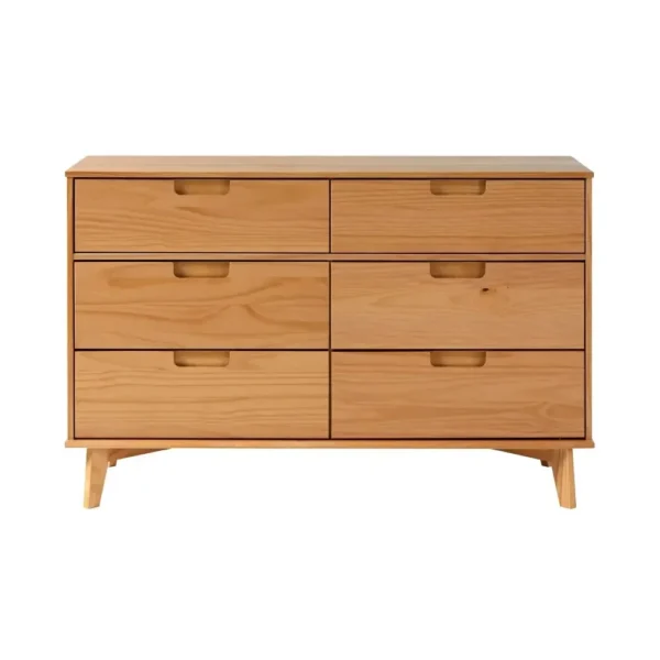 6-Drawer Solid Wood Caramel Dresser Storage Cabinet Living Room Cabinets - Image 6