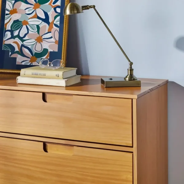 6-Drawer Solid Wood Caramel Dresser Storage Cabinet Living Room Cabinets - Image 3