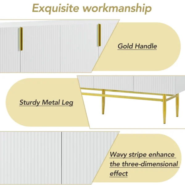 Modern Elegant 4-door Sideboard Gold Metal Handle Buffet Cabinet for Dining Room,Living Room,Bedroom,Hallway - Image 6
