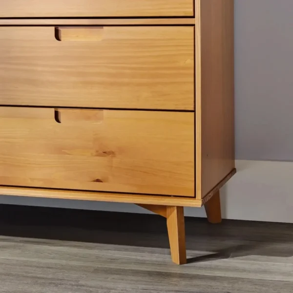 6-Drawer Solid Wood Caramel Dresser Storage Cabinet Living Room Cabinets - Image 5