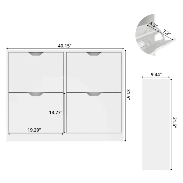 VOWNER Shoe Storage Cabinet with 4 Flip Drawers, Freestanding Shoe Cabinet - Image 6