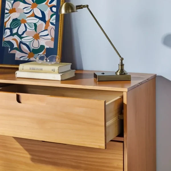 6-Drawer Solid Wood Caramel Dresser Storage Cabinet Living Room Cabinets - Image 4