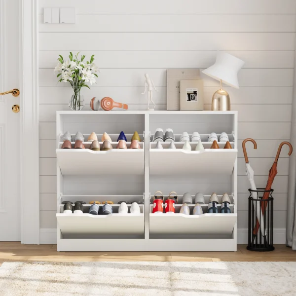 VOWNER Shoe Storage Cabinet with 4 Flip Drawers, Freestanding Shoe Cabinet - Image 3