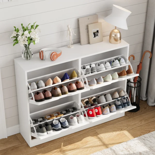 VOWNER Shoe Storage Cabinet with 4 Flip Drawers, Freestanding Shoe Cabinet - Image 2