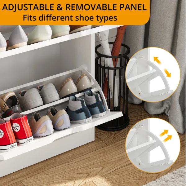 VOWNER Shoe Storage Cabinet with 4 Flip Drawers, Freestanding Shoe Cabinet - Image 5